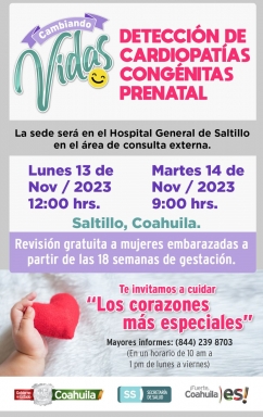 Anuncia Salud Coahuila Jornada de Detección de Cardiopatías Prenatales