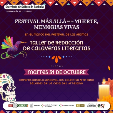 Prepara Cultura Coahuila actividades por el Día de Muertos